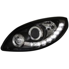 Φανάρια εμπρός led για Renault Twingo (2007+) - μαύρα , με λάμπες (Η1) - σετ 2τμχ.