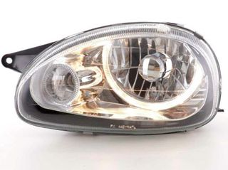 Φανάρια εμπρός Opel Corsa B (1993-2001) angel eyes - chrome , χωρίς λάμπες (Η7) - σετ 2τμχ.