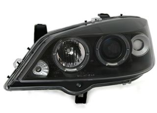 Φανάρια εμπρός angel eyes για Opel Astra G (1998-2004) - μαύρα , με λάμπες (Η1) - σετ 2τμχ.