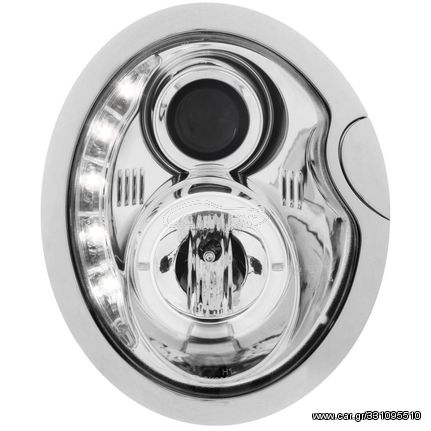 Φανάρια εμπρός led Dayline για Mini cooper (2002-2004) - chrome , με λάμπες (Η1) - σετ 2τμχ.