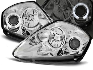Φανάρια εμπρός Mitsubishi Eclipse (2000-2005) angel eyes - chrome , με λάμπες (Η1) - σετ 2τμχ.