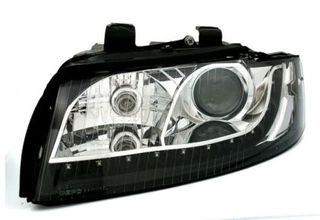 Φανάρια εμπρός Audi A4 (2001-2004) led Dayline - μαύρα , χωρίς λάμπες (Η7) - σετ 2τμχ.