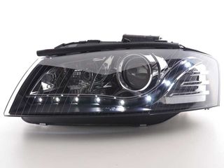 Φανάρια εμπρός led Dayline για Audi A3 (2003-2008) - μαύρα , χωρίς λάμπες (Η7) - σετ 2τμχ.