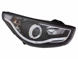 Φανάρια εμπρός led angel eyes για Hyundai Tucson (2011+) - μαύρα , με λάμπες (Η1) - σετ 2τμχ.