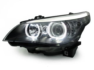 Φανάρια εμπρός angel eyes led για BMW E60 (2003-2007) - μαύρα , χωρίς λάμπες (Η7) - σετ 2τμχ.