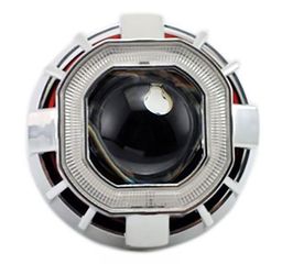 Bi xenon προτζέκτορες Morimoto Mini Spiral 2.5'' - με τετράγωνα δαχτυλίδια για angel eyes - λεύκο μικρό και κόκκινο μεγάλο δαχτυλίδι  -2 τμχ.