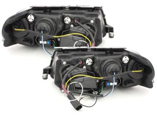 Φανάρια εμπρός Vw Passat B5.5 (2001-2005) led - μαύρα , με λάμπες (Η1) - σετ 2τμχ.-thumb-2