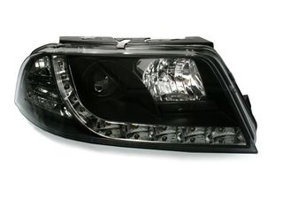 Φανάρια εμπρός Vw Passat B5.5 (2001-2005) led - μαύρα , με λάμπες (Η1) - σετ 2τμχ.