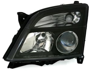 Φανάρια εμπρός Opel Vectra C / Signum (2002-2005) - μαύρα , με λάμπες (Η1) - σετ 2τμχ.