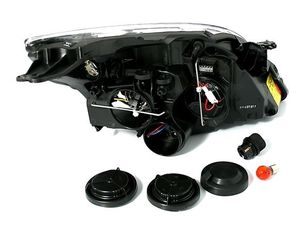 Φανάρια εμπρός Opel Vectra C / Signum (2005-2009) angel eyes - μαύρα , χωρίς λάμπες (Η7) - σετ 2τμχ.-thumb-1