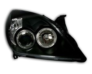 Φανάρια εμπρός Opel Vectra C / Signum (2005-2009) angel eyes - μαύρα , χωρίς λάμπες (Η7) - σετ 2τμχ.