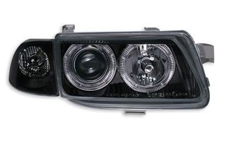 Φανάρια εμπρός angel eyes για Opel Astra F (1991-1999) - μαύρα , χωρίς λάμπες (Η7) - σετ 2τμχ.