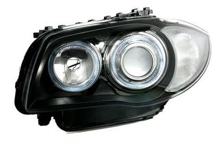 Φανάρια εμπρός angel eyes για BMW E87 (2004-2011) - μαύρα , χωρίς λάμπες (Η7) - σετ 2τμχ.