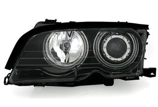 Φανάρια εμπρός BMW E46 sedan (2001-2005) angel eyes - μαύρα με CCFL , χωρίς λάμπες (Η7) - σετ 2τμχ.