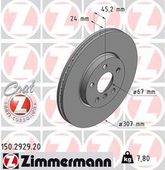 Δισκόπλακα ZIMMERMANN 150292920 για BMW 2 Gran Tourer F46 2000cc 218 d xDrive 136ps 2015 Σήμερα