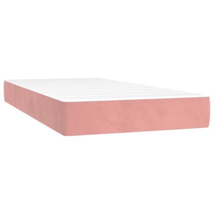 vidaXL Κρεβάτι Boxspring με Στρώμα Ροζ 90x190 εκ. Βελούδινο-thumb-4