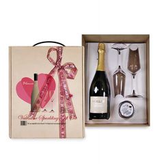 G & S Art Valentine Sparkling Gift Set Blanco - Αφρώδης Μοσχάτος Λευκός Οίνος 750ml, 2 x Ποτήρια Σαμπάνιας Γυάλινα Κολωνάτα & Κερί Βαν