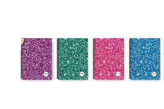 Τετράδιο σπιράλ Shape Glitter 3 Θεμάτων 17x24 cm 180 σελίδες διάφορα χρώματα (Διάφορα χρώματα)