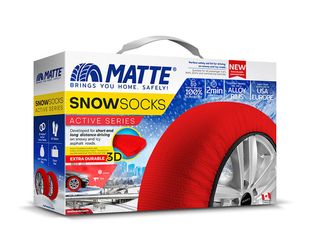MATTE Snow Socks Active Series Αλυσίδες Χιονιού eautoshop gr Matte Active Series Medium Αντιολισθητικές Χιονοκουβέρτες για Επιβατικό Αυτοκίνητο 2τμχ