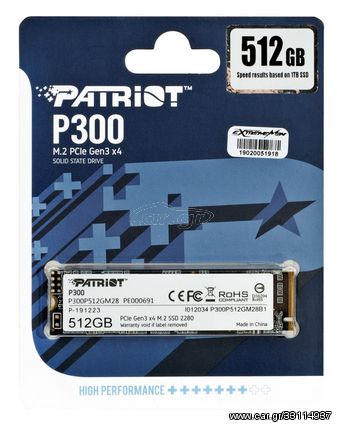 SSD PATRIOT P300 M.2 PCI-EX4 NVME 512GB