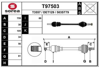 NTY DRIVESHAFT OPEL ANTARA 4WD 06-, CHEVROLET CAPTIVA 4WD 06- /TYLNA,LEWA/