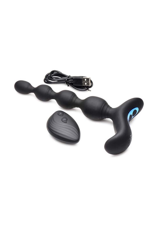 Vibrating & E-Stim Silicone Anal Beads w/ Remote Control
