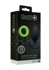 Ouch! Butt Plug with Cock Ring - Glow in the Dark-thumb-4