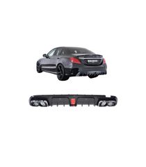 Diffuser Πίσω Προφυλακτήρα Για Mercedes-Benz C-Class W205 14-20 Sedan Brabus Look Με Μαύρες Μπούκες