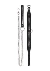 Ouch! Diamond Studded Collar With Leash - Black-thumb-1