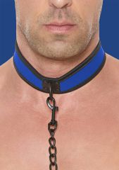 Neoprene Collar with Leash Blue