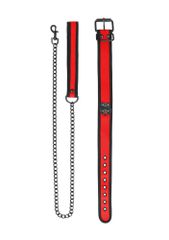 Neoprene Collar With Leash Red-thumb-1