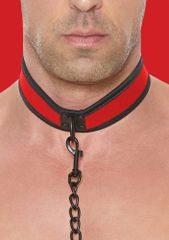 Neoprene Collar With Leash Red