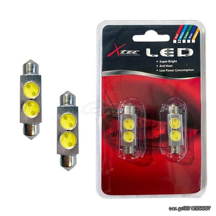 Λάμπες Led C5W SV8.5-8 41mm 12volt 2 HP-SMD 6000k X-Tec 2 Τεμάχια