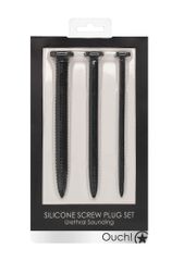 Silicone Screw Plug Set - Urethral Sounding - Black-thumb-5