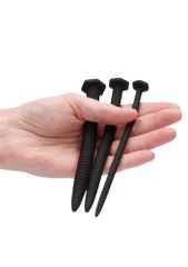 Silicone Screw Plug Set - Urethral Sounding - Black-thumb-3
