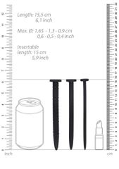 Silicone Screw Plug Set - Urethral Sounding - Black-thumb-4