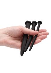 Silicone Rugged Nail Plug Set - Urethral Sounding - Black-thumb-2