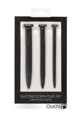 Silicone Rugged Nail Plug Set - Urethral Sounding - Black-thumb-6