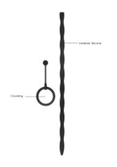 Silicone Plug & Cock Ring Set - Urethral Sounding - Black-thumb-7