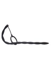 Silicone Plug & Cock Ring Set - Urethral Sounding - Black-thumb-8