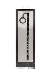 Silicone Plug & Cock Ring Set - Urethral Sounding - Black-thumb-9