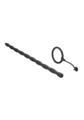 Silicone Plug & Cock Ring Set - Urethral Sounding - Black-thumb-3