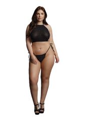 Festive Rhinestone Top and Thong - Plus Size-thumb-4