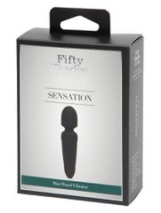 Sensation Rechargeable Mini Wand Vibrator - Black-thumb-3