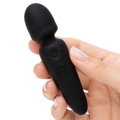 Sensation Rechargeable Mini Wand Vibrator - Black-thumb-1