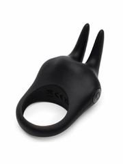Sensation Rechargeable Vibrating Rabbit Love Ring - Black-thumb-4