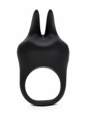 Sensation Rechargeable Vibrating Rabbit Love Ring - Black-thumb-3