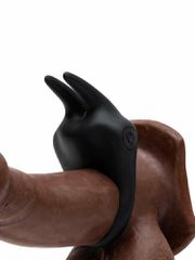 Sensation Rechargeable Vibrating Rabbit Love Ring - Black-thumb-1