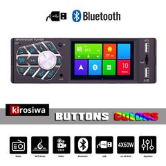 Kirosiwa Radio USB με Bluetooth (1-DIN ηχοσύστημα αυτοκινήτου multimedia μικρόφωνο ανοιχτή ακρόαση έγχρωμη οθόνη 4,1" ιντσών ραδιόφωνο 1DIN video MP3 ράδιο microSD 1DIN radio 4x60W universal) WQ4