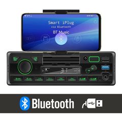 Radio USB με Bluetooth MP3 και βάση για κινητό (1-DIN OEM universal μικρόφωνο ηχοσύστημα ραδιόφωνο αυτοκινήτου smartphone 1DIN radioUSB ράδιο τηλέφωνο SD Card microSD 4 x 60 Watt ανοιχτή ακρόαση 1 DIN
